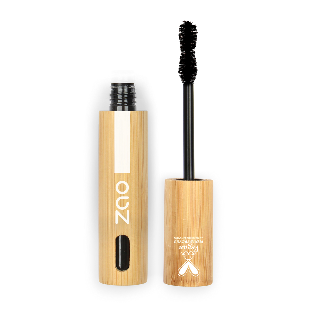 Mascara volume naturel rechargeable ZAO, étui en bambou ouvert Image