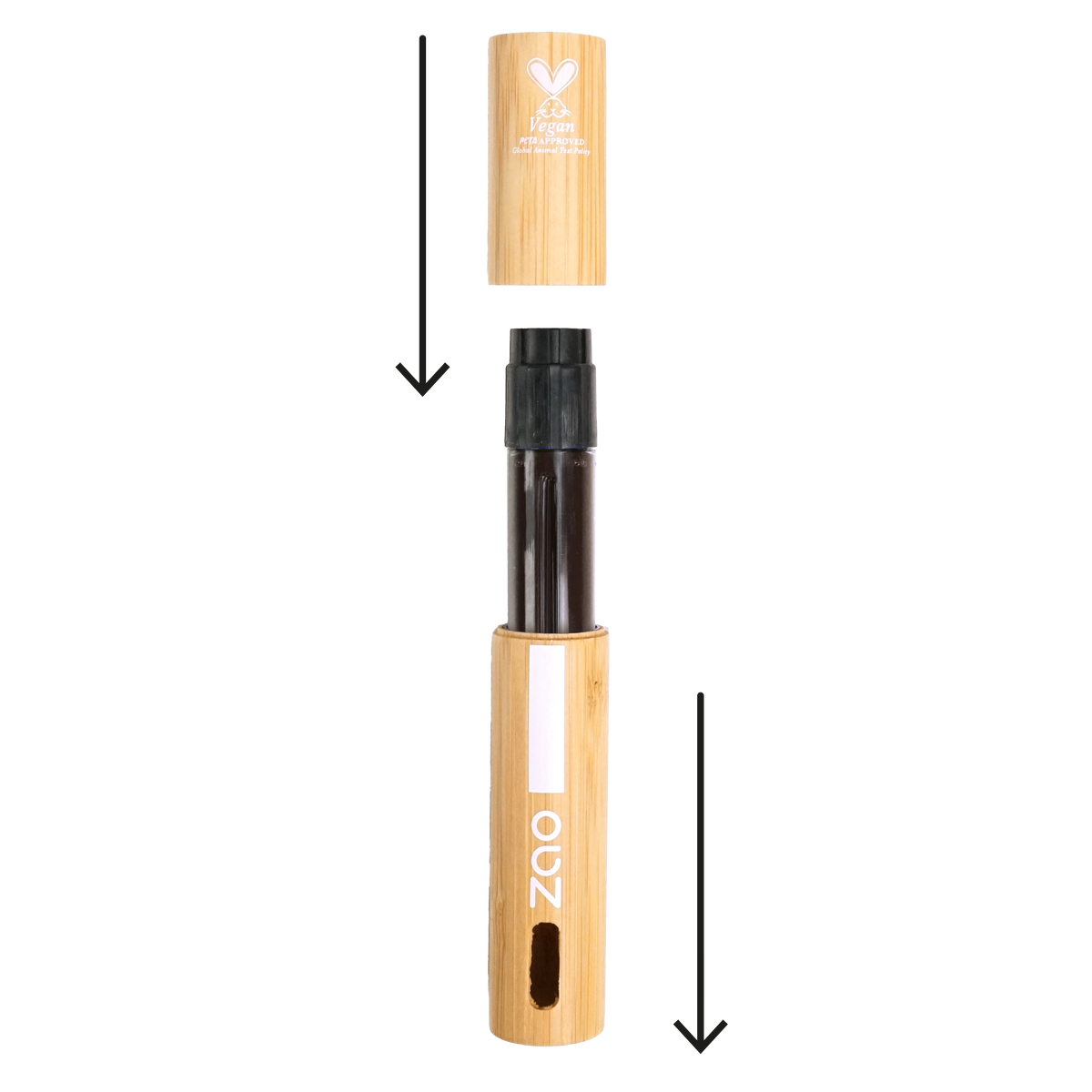 Recharge du mascara volume ZAO glissée dans l’étui en bambou
