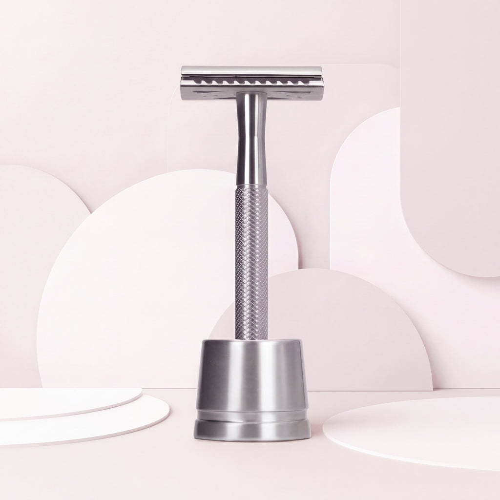 Rasoir de sûreté en métal avec socle – Bambaw