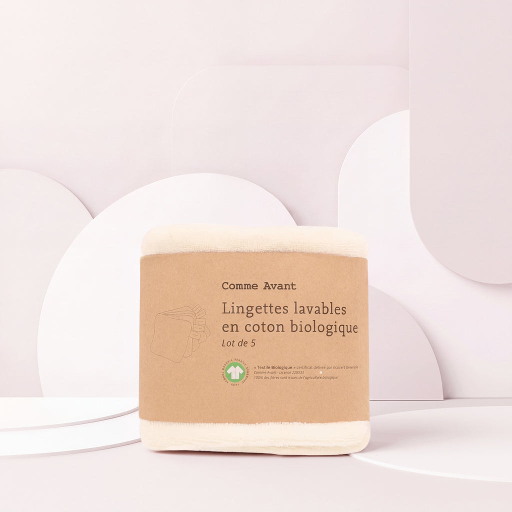Lingettes lavables en coton bio | sans teinture, certifiées GOTS