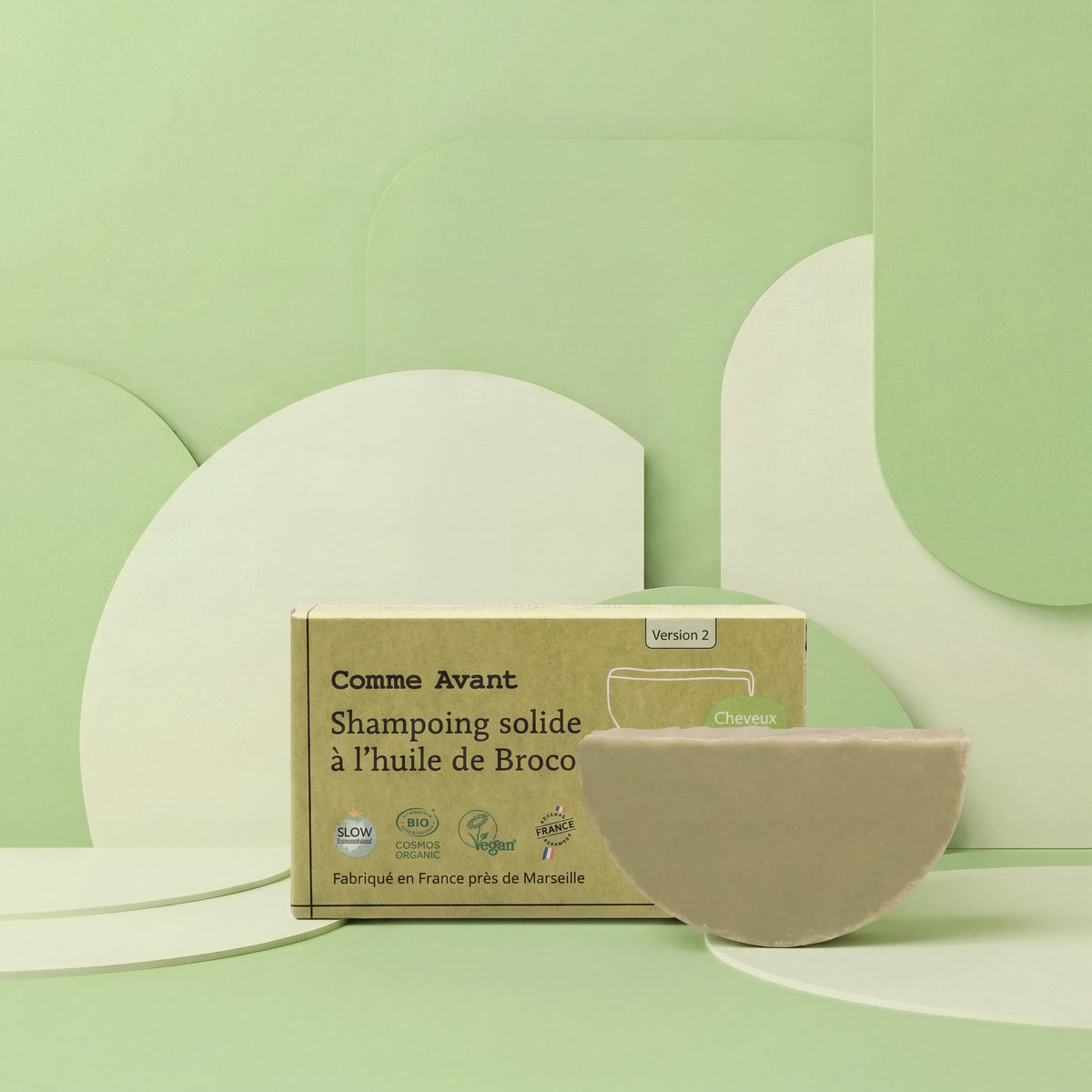 Shampoing solide bio à l'huile de brocoli – cheveux bouclés & colorés