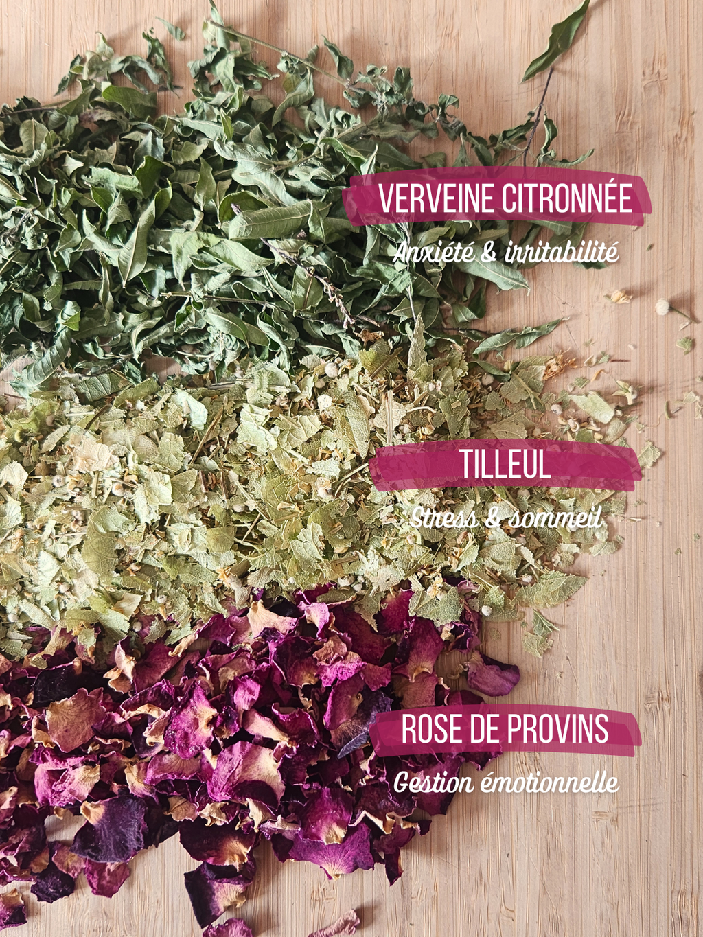 Les trois plantes de la tisane Queen Drama