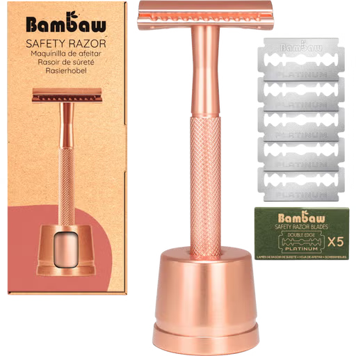 Rasoir de sûreté en métal avec socle – Bambaw