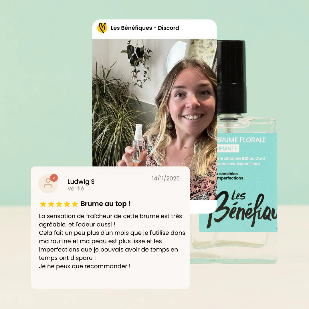 Brume florale purifiante verveine & menthe bio – Peaux mixtes à imperfections