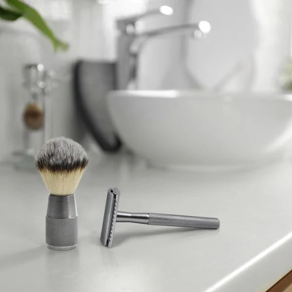 Blaireau de rasage vegan argenté – Bambaw