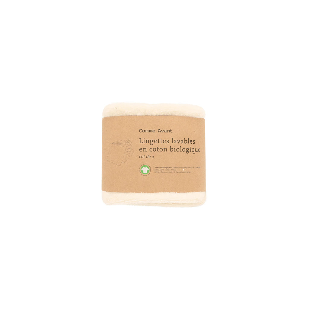 Lingettes lavables en coton bio – lot de 5