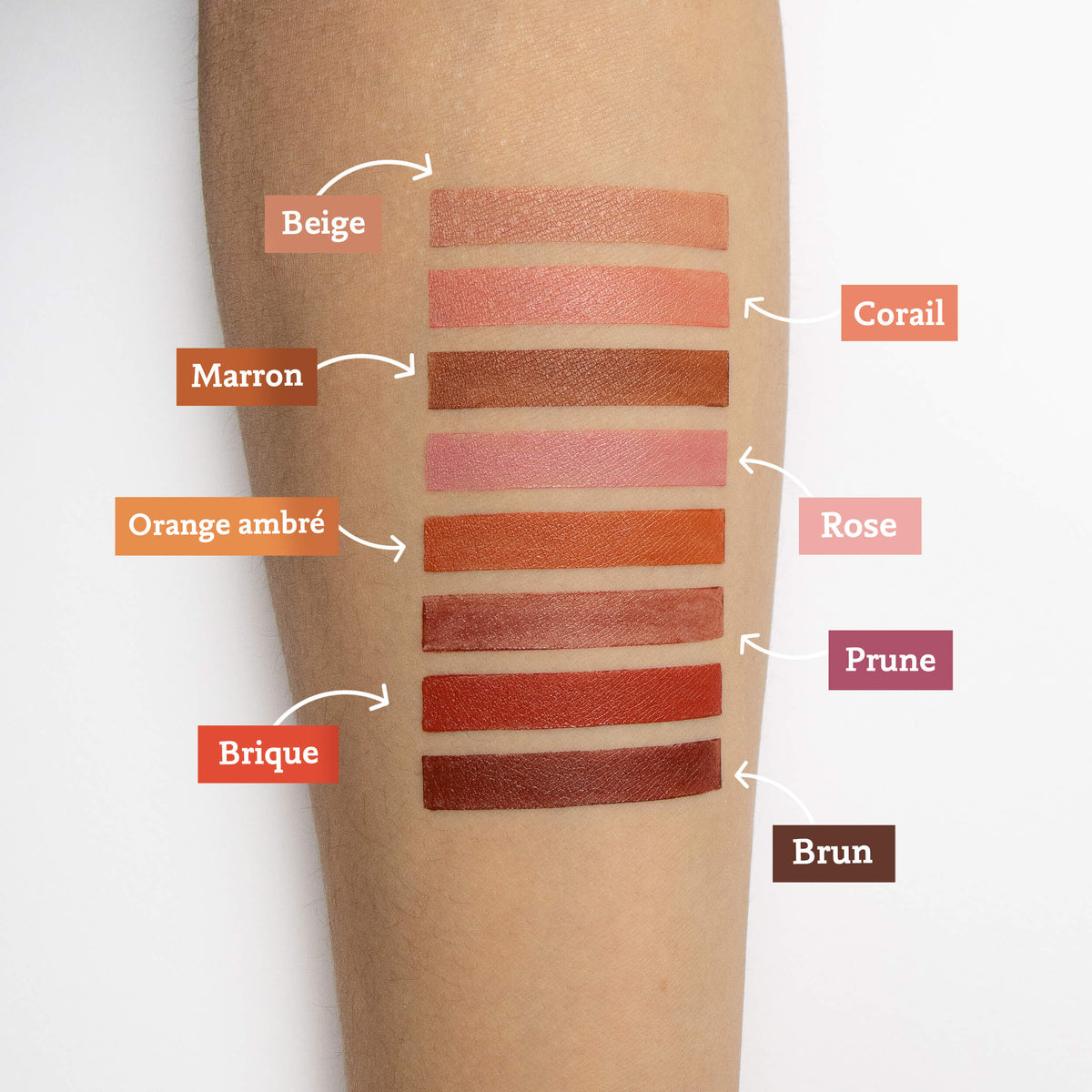 Nuancier des rouges à lèvres Comme Avant sur la peau Imagen