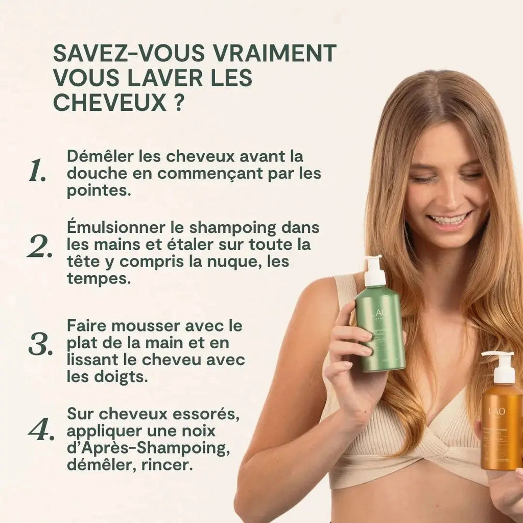 Mode d’emploi du shampoing purifiant LAO Care