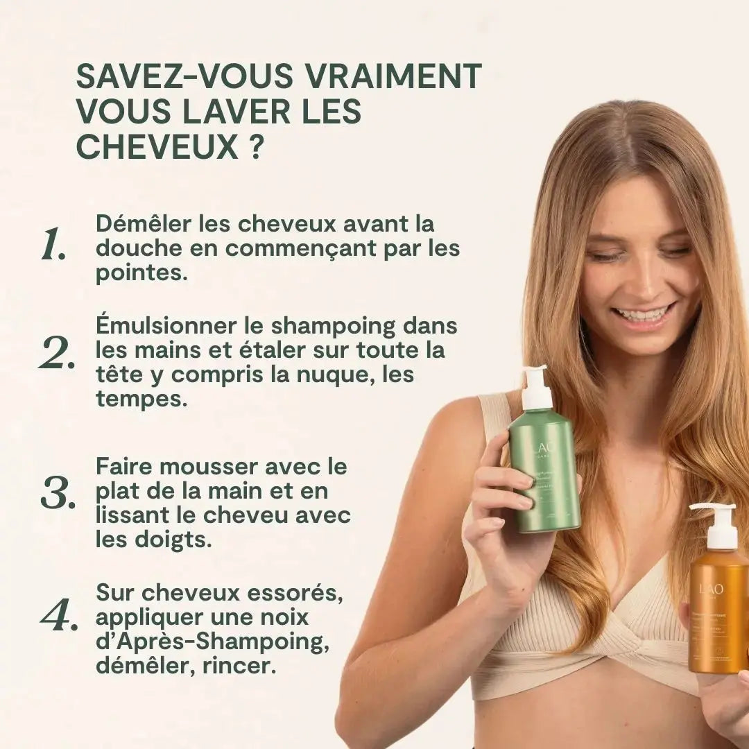 Mode d’emploi du shampoing purifiant LAO Care