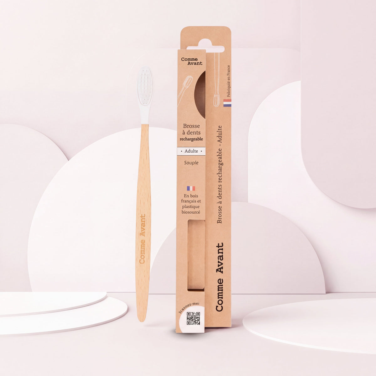 Brosse à dents adulte en bois français | tête rechargeable