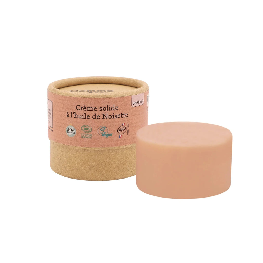 Crème hydratante solide à l’huile de noisette – peau mixte à normale