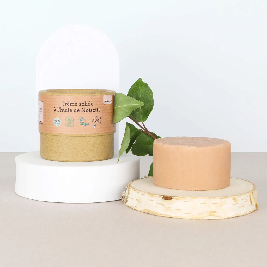 Crème hydratante solide à l’huile de noisette – peau mixte à normale