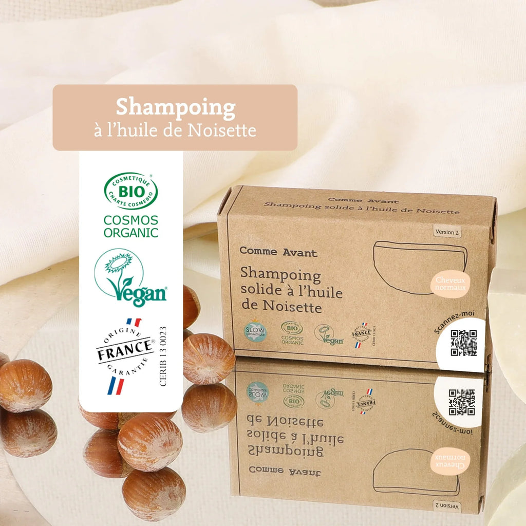 Shampoing solide bio à l’huile de noisette – tous types de cheveux
