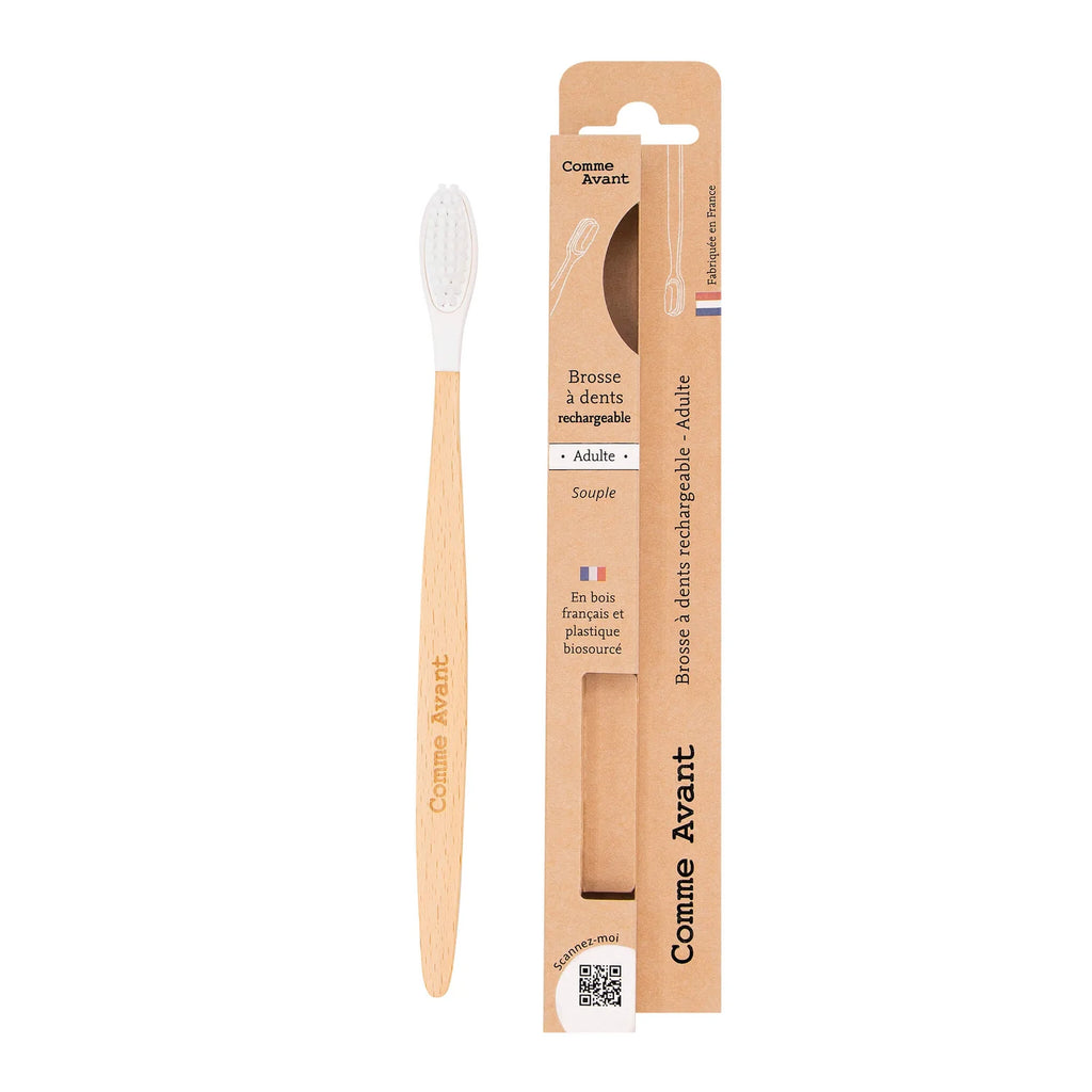 Brosse à dents adulte souple en bois rechargeable