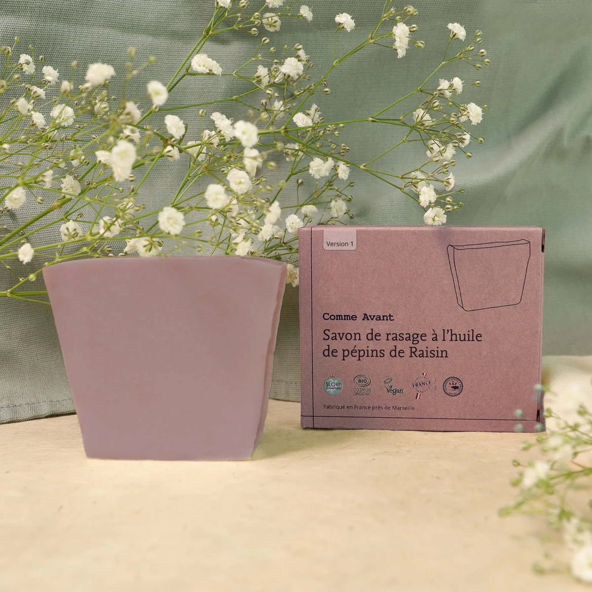 Savon de rasage bio à l'huile de pépins de raisin