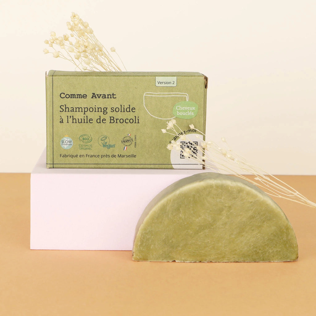 Shampoing solide bio à l'huile de brocoli – cheveux bouclés & colorés