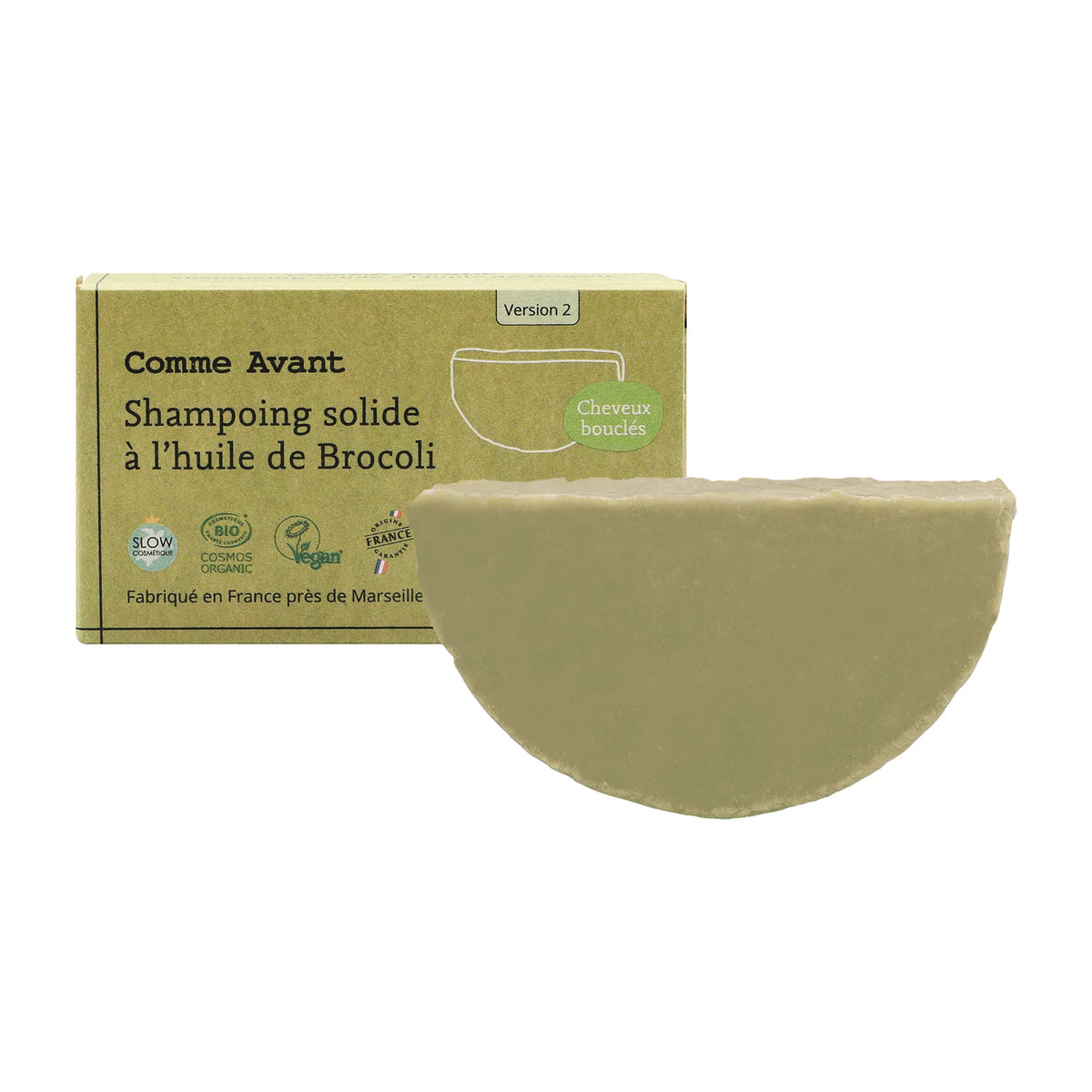 Shampoing solide bio à l'huile de brocoli – cheveux bouclés & colorés
