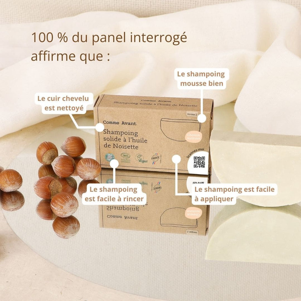 Shampoing solide bio à l’huile de noisette – tous types de cheveux